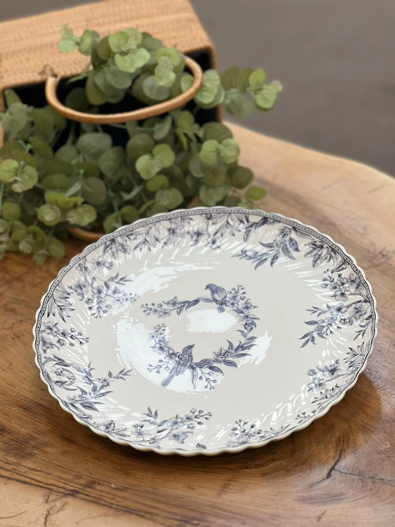 دیس گرد بزرگ برند گلد کیش مدل لوتوس با طراحی گلدار ظریف، مناسب برای سرو برنج، میوه یا غذاهای بزرگ در