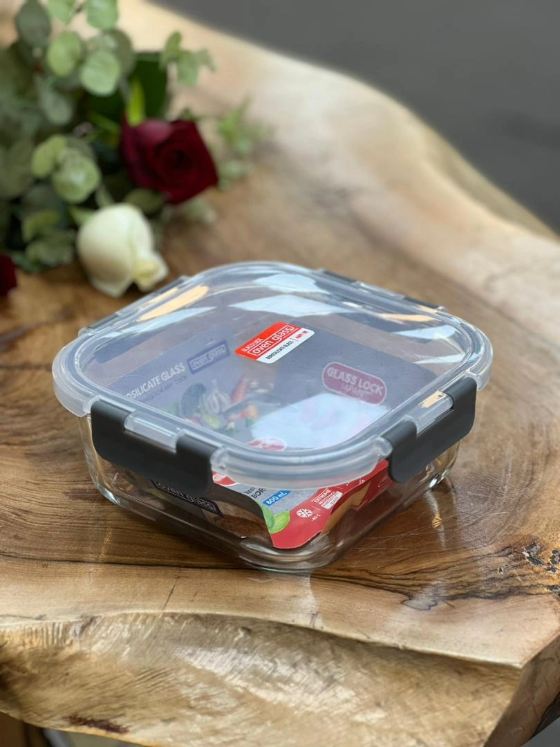 نمای کلی ظرف نگهدارنده غذا دربدار مربع – طراحی مدرن و مقاوم از برند هوم کت