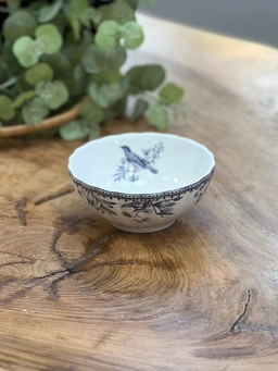 نمای نزدیک از چینی استخوانی درخشان پیاله گلدکیش