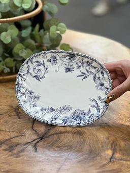 پیش‌دستی بیضی Lotus گلد کیش از جنس چینی استخوانی سفید